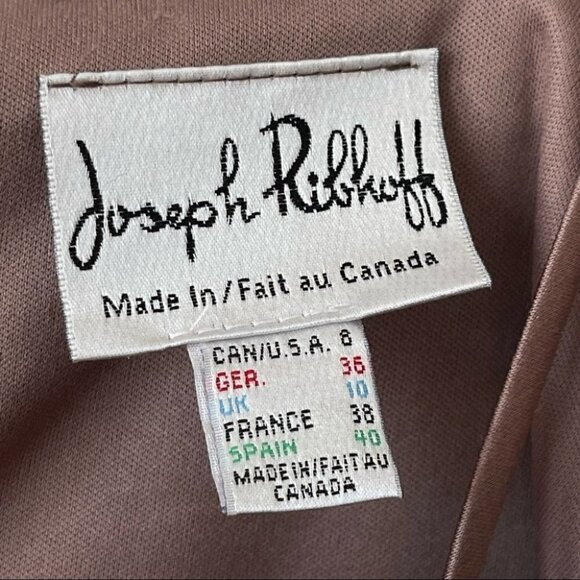 vintage Joseph Ribkoff Brown ruched spaghetti strap knee length dress size 6 - Picture 4 of 5